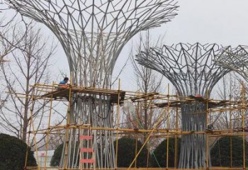 烤漆遮陽樹雕塑制造商，室外軟裝，鏤空遮陽樹雕塑制作