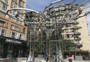 遮陽樹雕塑制造商，城區(qū)小品，鏤空遮陽樹雕塑定制