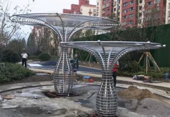 制造遮陽(yáng)樹(shù)雕塑廠家，地標(biāo)擺件，鏤空遮陽(yáng)樹(shù)雕塑訂做