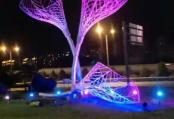 樹葉雕塑供需，室外軟裝，金屬燈光樹葉雕塑制作