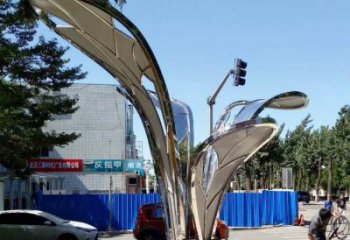鏡面樹葉雕塑制造，廣場雕塑，制造不銹鋼樹葉雕塑廠家