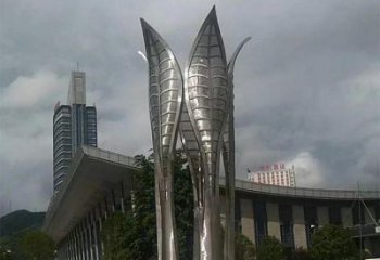 樹葉雕塑生產(chǎn)，美陳雕塑，制造鏡面不銹鋼樹葉雕塑廠家