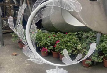 景觀樹葉雕塑訂做，街景小品，鏤空烤漆樹葉雕塑定制