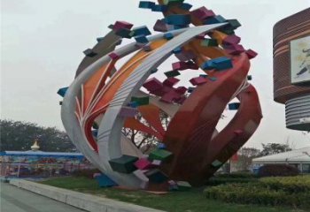 樹葉雕塑精選，市標雕塑，金屬烤漆樹葉雕塑廠家