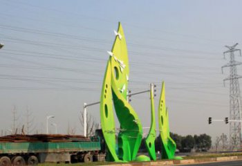 樹葉雕塑選用，建筑標識雕塑，烤漆樹葉雕塑廠家