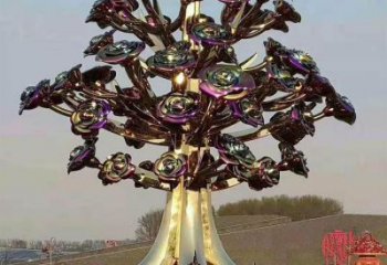 花樹雕塑加工商，鋼管組合，鈦金不銹鋼花樹雕塑定做