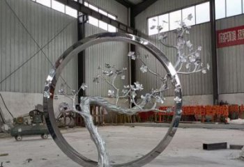 梅花樹雕塑加工，美陳雕塑，不銹鋼梅花樹雕塑生產(chǎn)商
