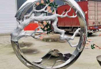 梅花樹雕塑制作，公園小品，不銹鋼梅花樹雕塑訂做