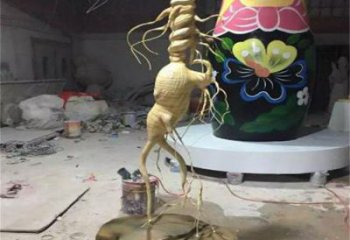 人參雕塑通用，彩鋼制作，景觀人參樹(shù)雕塑指用
