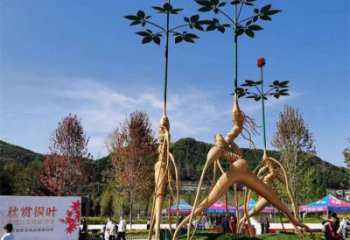 人參雕塑優(yōu)選，白鋼構(gòu)件，不銹鋼人參樹(shù)雕塑廠家