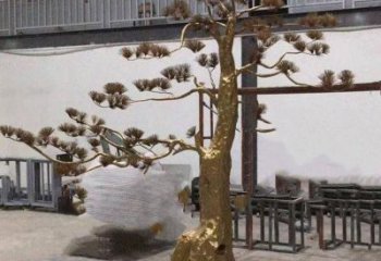 松樹雕塑廠家，村標(biāo)概念，不銹鋼松樹雕塑通用