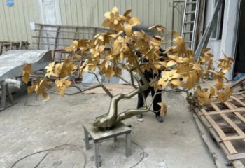 發(fā)財樹雕塑訂做，美陳雕塑，不銹鋼發(fā)財樹雕塑優(yōu)選