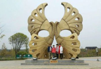 銀杏葉雕塑定制，露天雕塑，不銹鋼銀杏葉雕塑廠家