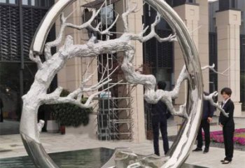 圓環(huán)樹雕塑定做，公園小品，不銹鋼圓環(huán)樹雕塑精選