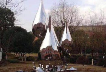 水滴雕塑供應(yīng)，花園小品，戶外不銹鋼水滴雕塑展品