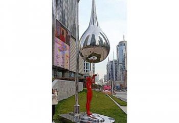 水滴雕塑專供，園林裝飾，不銹鋼鏡面水滴雕塑批發(fā)