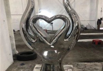 大型心形雕塑常用，戶外擺放，鏡面心形雕塑展示專供