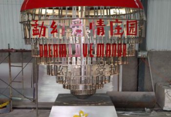 心形球雕塑供需，彩鋼制作，大型不銹鋼心形球雕塑公司