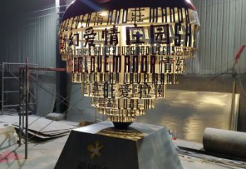 制造心形球雕塑定價，地標(biāo)擺件，烤漆不銹鋼心形球雕塑精選