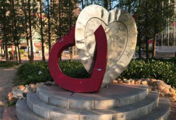 愛心雕塑通用，街道標(biāo)識，鋼鑄烤漆愛心雕塑承接