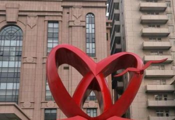 大型雙心雕塑公司制作，花園小品，不銹鋼雙心雕塑提供