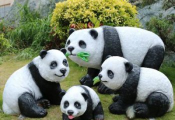熊貓雕塑觀賞型，公園小品，仿真熊貓雕塑常用