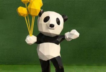 烤漆熊貓雕塑制造商，室外軟裝，卡通熊貓雕塑制作廠家