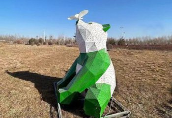熊貓雕塑精選，露天雕塑，歐式切面熊貓雕塑訂做