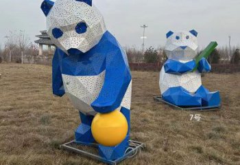 熊貓雕塑優(yōu)選，多彩藝術(shù)，抽象切面熊貓雕塑選用