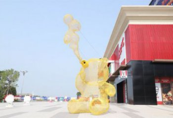 大型熊貓雕塑制作，花園小品，鏤空熊貓雕塑廠家