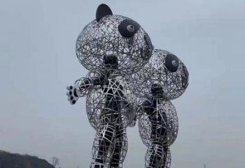 鏤空熊貓雕塑制造商，廣場雕塑，鏤空熊貓雕塑廠家