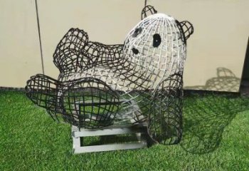 熊貓雕塑制作，標(biāo)識雕塑，鏤空熊貓雕塑廠家優(yōu)選