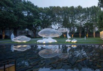 云朵雕塑供應，花園小品，戶外鏤空云朵雕塑展品