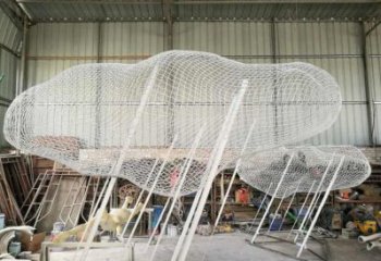 鏤空云朵雕塑，編織工藝制作，金屬景觀雕塑
