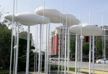 祥云雕塑承接，景區(qū)案例，公園不銹鋼祥云雕塑定制