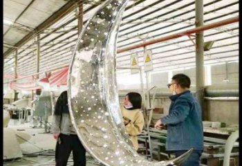 月亮雕塑制作專供，園林裝飾，建筑鏤空月亮雕塑批發(fā)