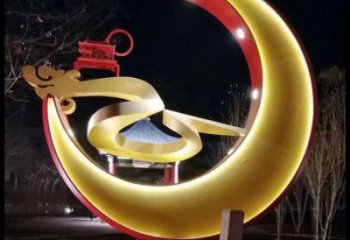 制造月亮雕塑廠家，地標擺件，烤漆鏤空月亮雕塑精選