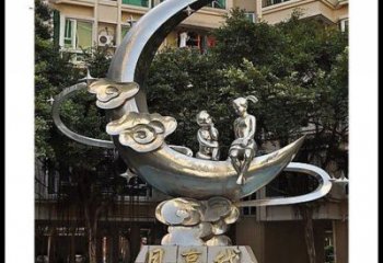 現(xiàn)代月牙雕塑定制，中式工藝，鏤空月牙雕塑造型優(yōu)價