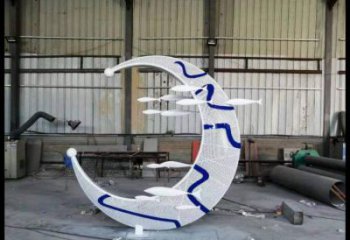 幼兒園月牙雕塑，鐵藝文化雕塑，鑄造制作