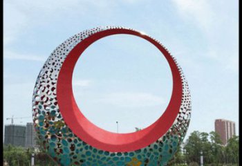 小區(qū)月牙雕塑，拉絲景觀雕塑，抽象效果