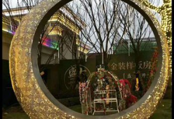 月牙雕塑訂做，城市裝飾，庭院鏤空月牙雕塑展品