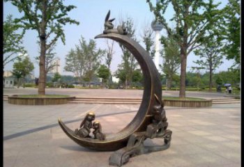 金屬月亮雕塑制造商，鋼管組合，不銹鋼月亮雕塑優(yōu)選