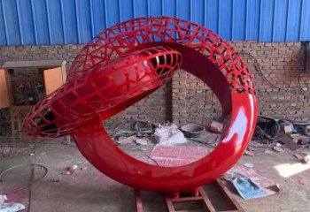 公共雙環(huán)雕塑訂做，城市裝飾，庭院不銹鋼雙環(huán)雕塑展品