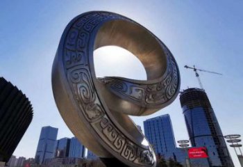 金屬雙環(huán)雕塑承接，陸地擺件，不銹鋼雙環(huán)雕塑制造商