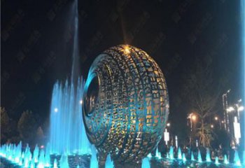 水景圓環(huán)雕塑，燈光配置，燈光圓環(huán)雕塑制作廠家