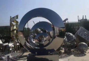 步行街圓環(huán)雕塑，鍛造景觀(guān)雕塑，鏤空方式