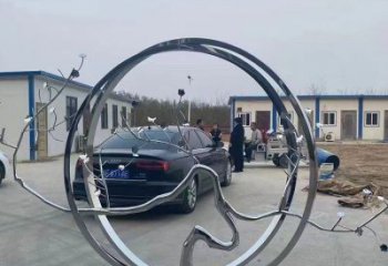 圓環(huán)雕塑，鏤空景觀雕塑，抽象效果