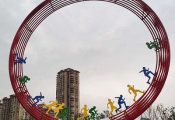 圓環(huán)雕塑點擊，地標(biāo)擺件，烤漆圓環(huán)雕塑承接