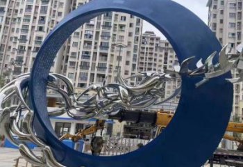圓環(huán)雕塑訂做，城市雕塑，烤漆圓環(huán)雕塑專供