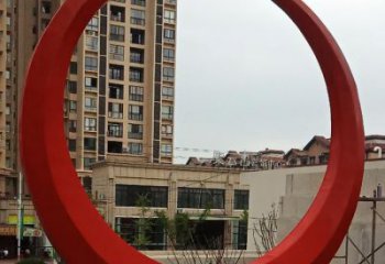圓環(huán)雕塑觀賞型，標(biāo)識雕塑，紀(jì)念烤漆圓環(huán)雕塑展品